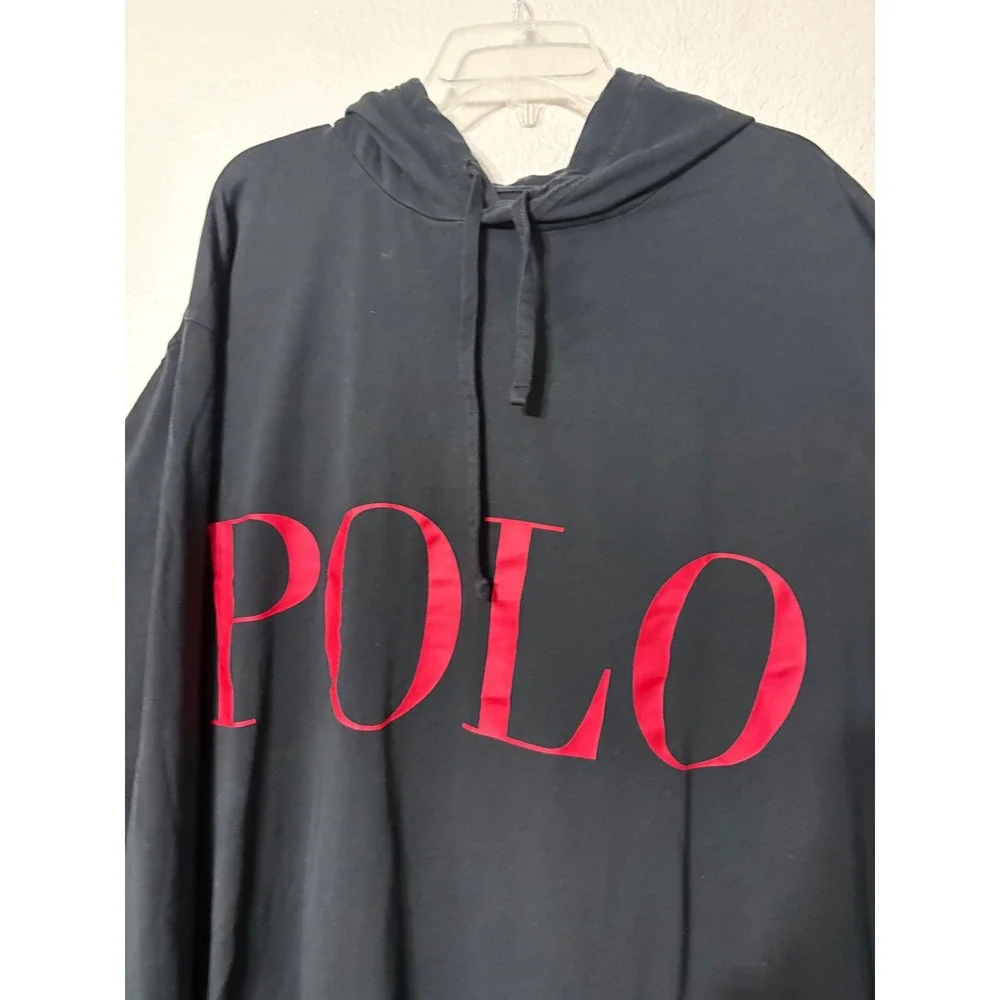 Polo Ralph Lauren Mens 3XLT Black Red Spellout Long Sleeve Hooded T-Shirt Tall